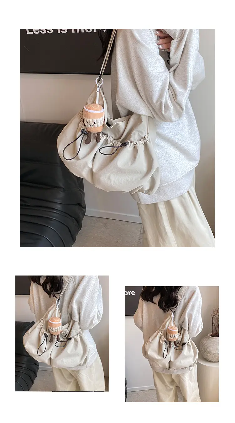 Women's Large Canvas Shoulder Bag Grey 2024 — feature 9