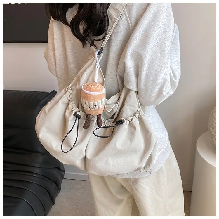Women's Large Canvas Shoulder Bag Grey 2024 - Image 8