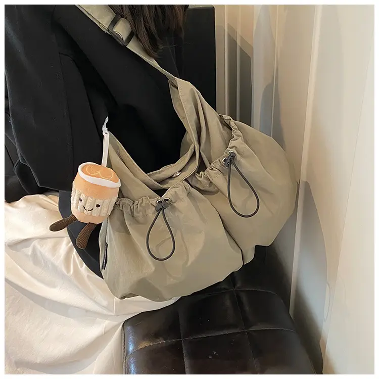 Women's Large Canvas Shoulder Bag Grey 2024 - Image 9