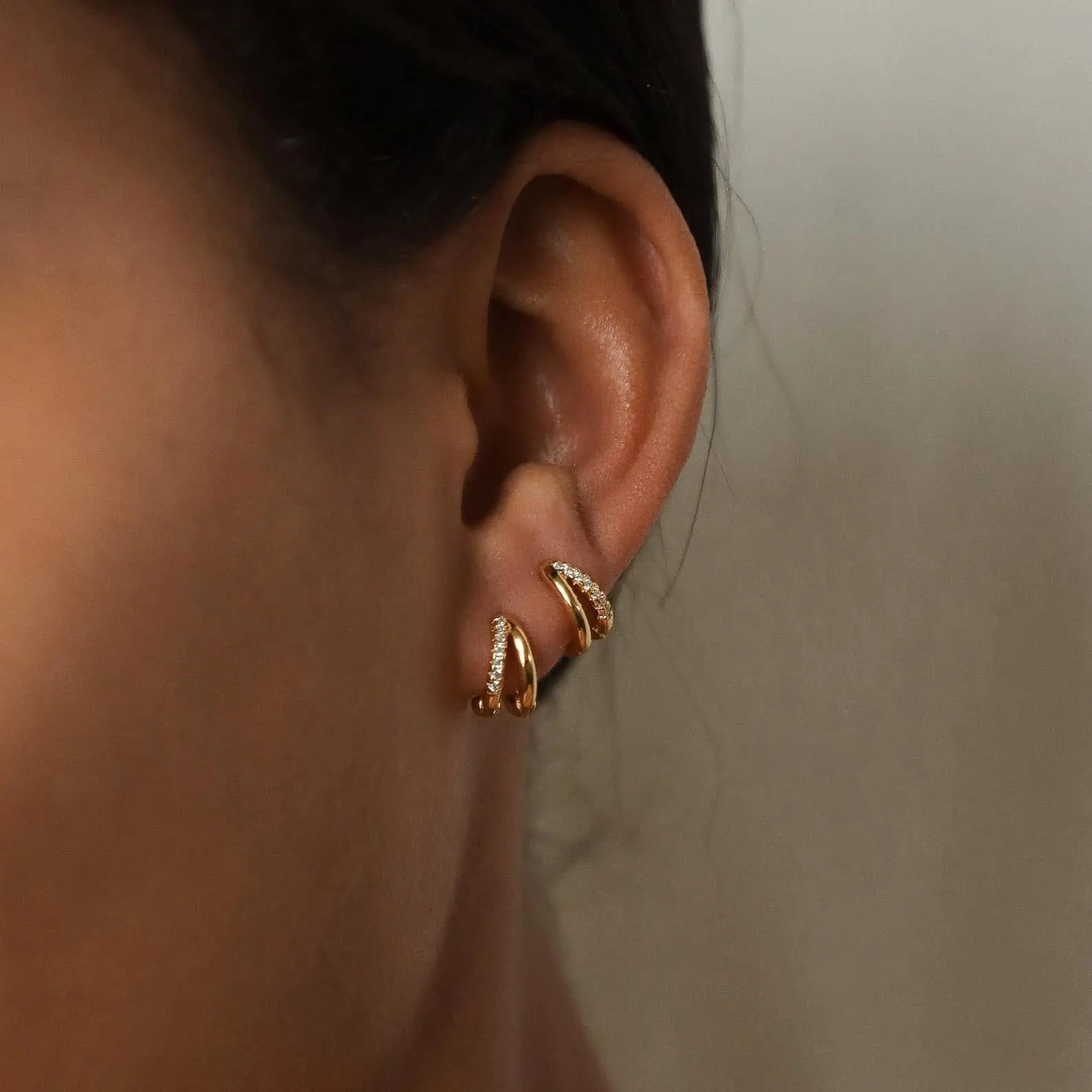 European & American Cross Border Gold Plated Diamond Earrings - Image 3