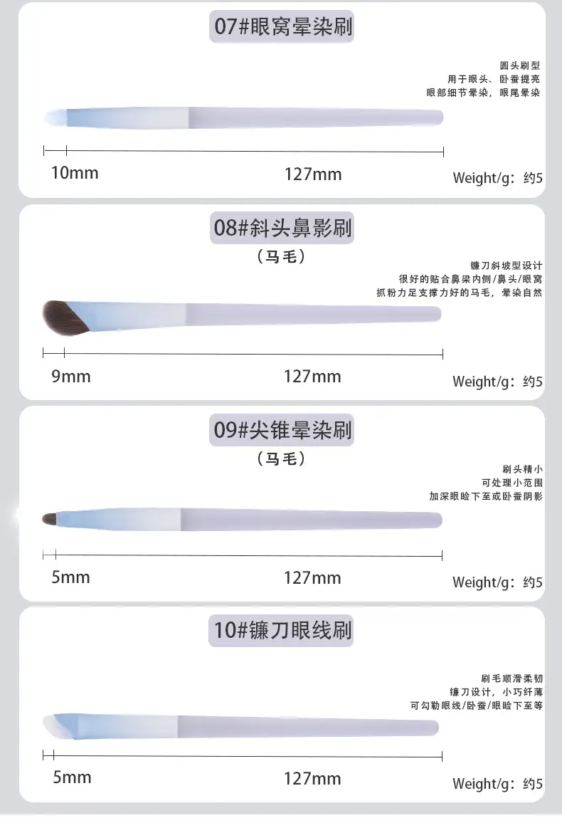 10-Piece Makeup Brush Set with Wool & Animal Hair Brushes — feature 9