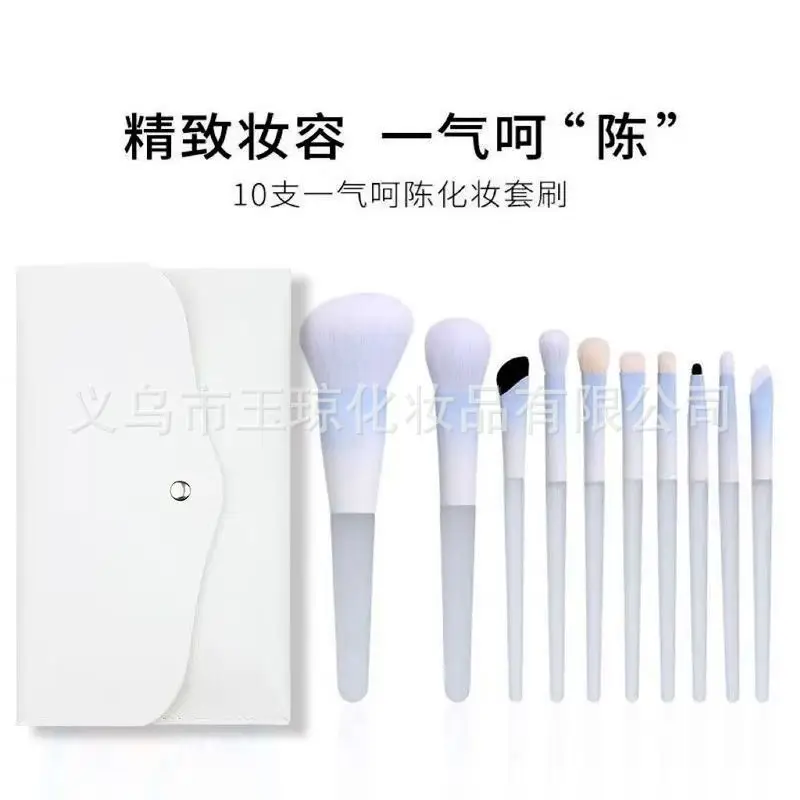 10-Piece Makeup Brush Set with Wool & Animal Hair Brushes