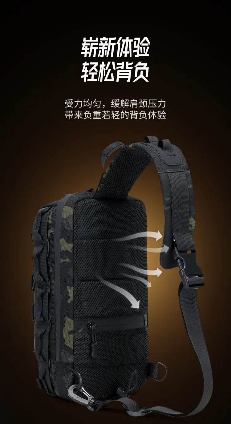 Men's Black Tactical Crossbody Bag with Camo Texture — feature 10