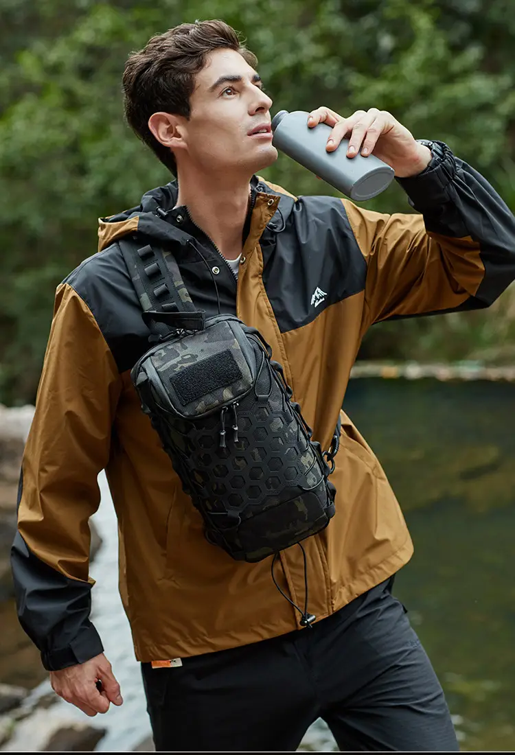 Men's Black Tactical Crossbody Bag with Camo Texture — feature 12