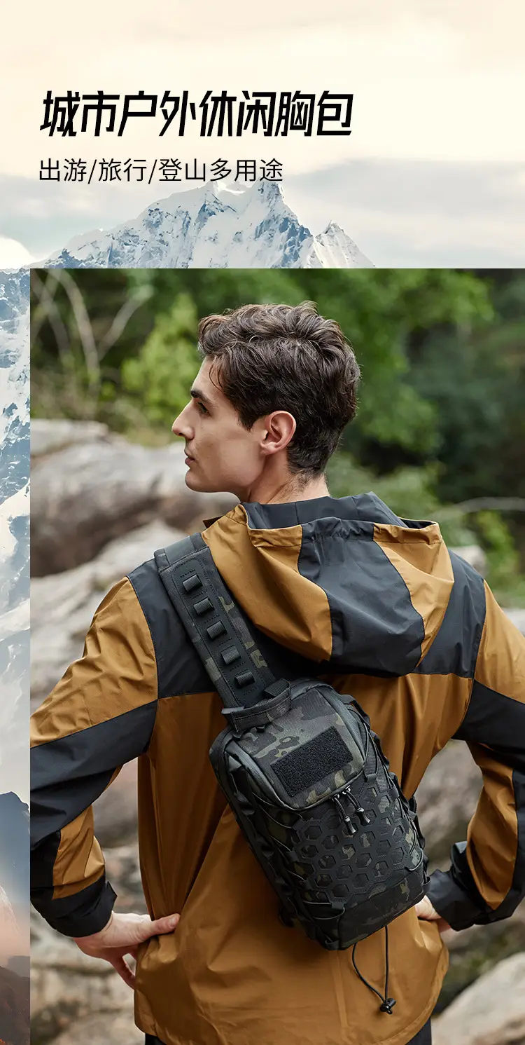 Men's Black Tactical Crossbody Bag with Camo Texture — feature 3