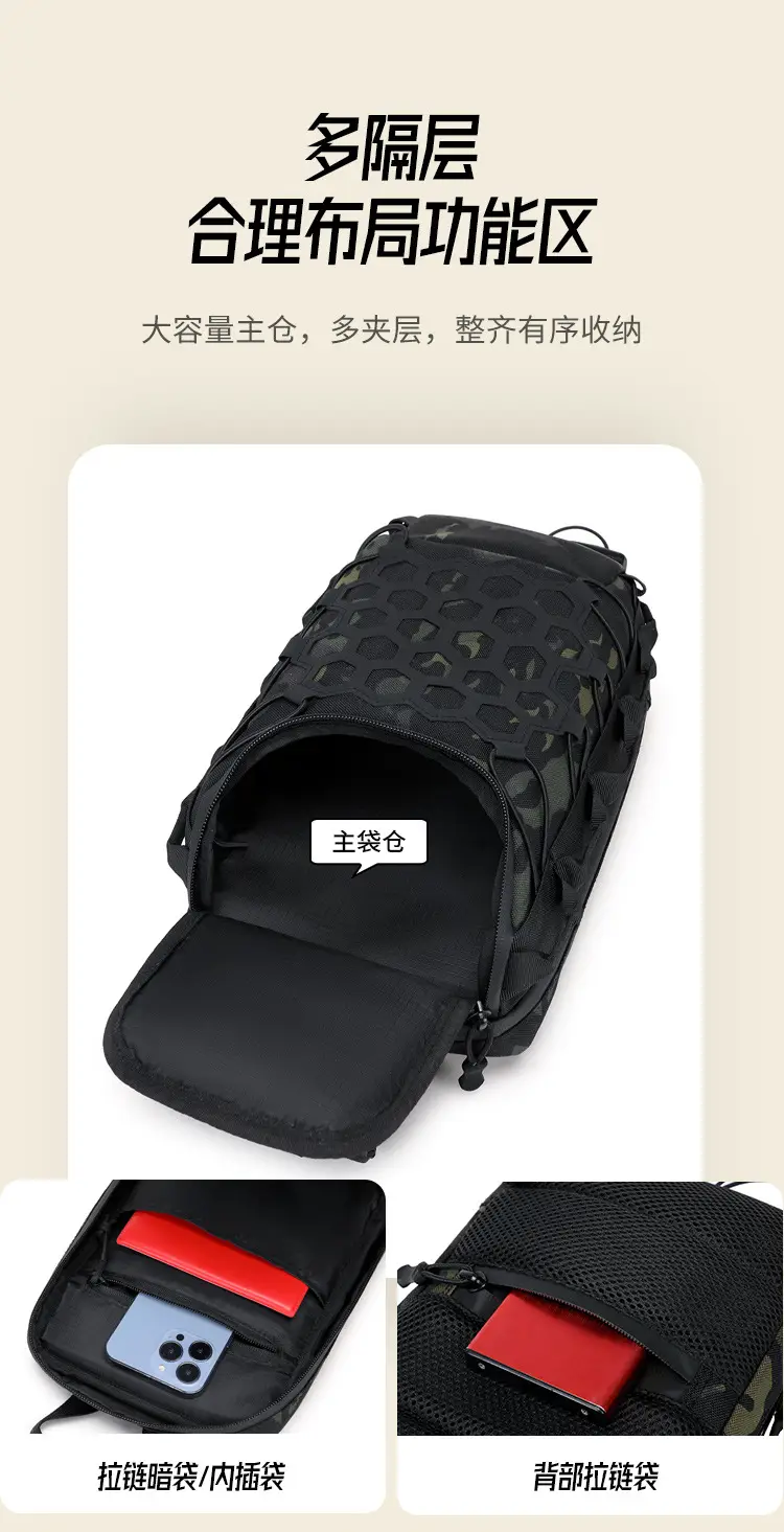 Men's Black Tactical Crossbody Bag with Camo Texture — feature 6