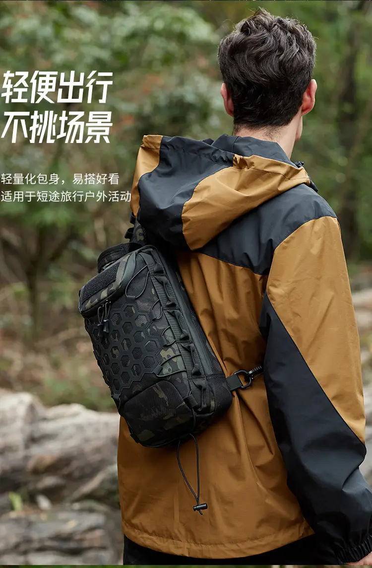 Men's Black Tactical Crossbody Bag with Camo Texture — feature 8