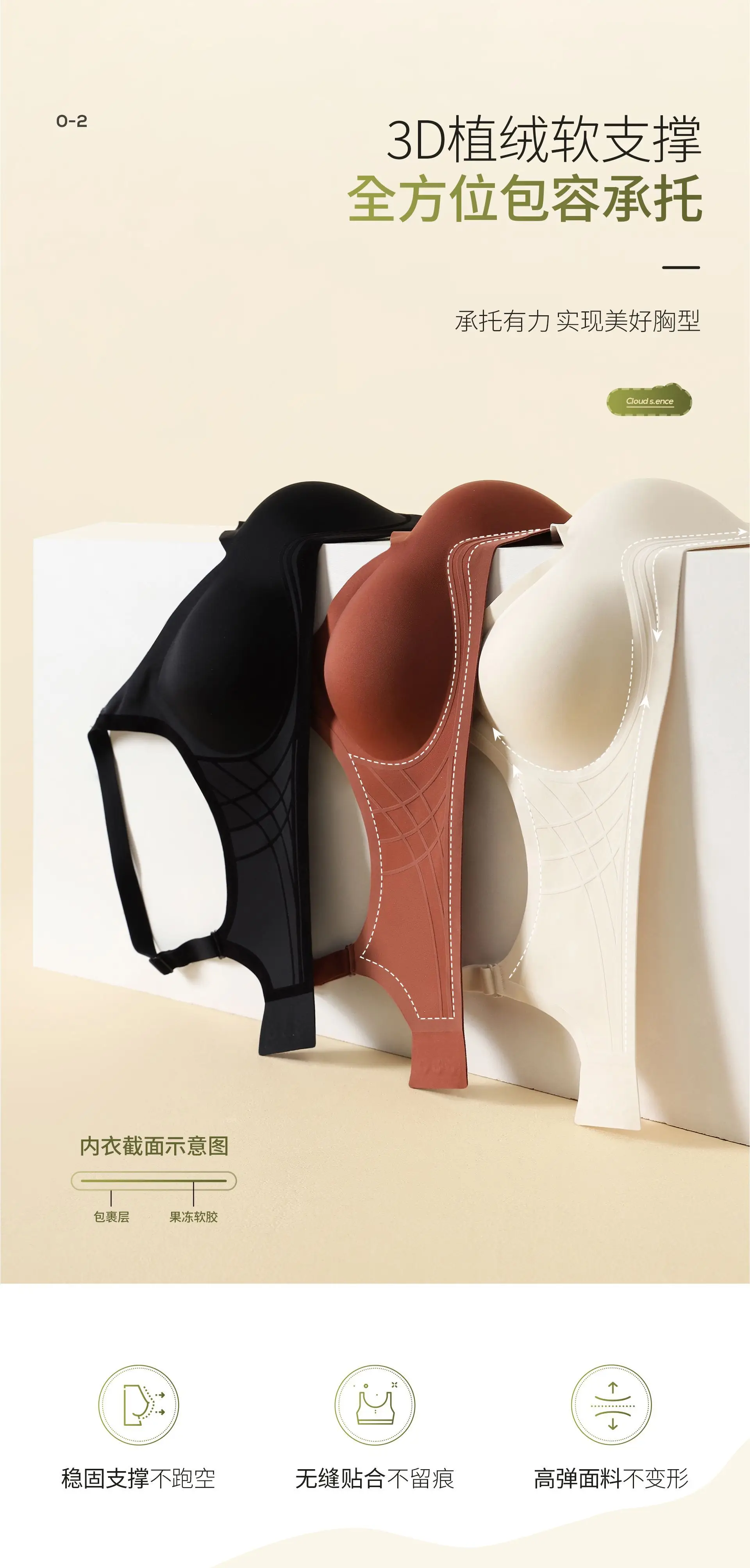 Black Seamless Jelly Push-Up Bra for Women — feature 4