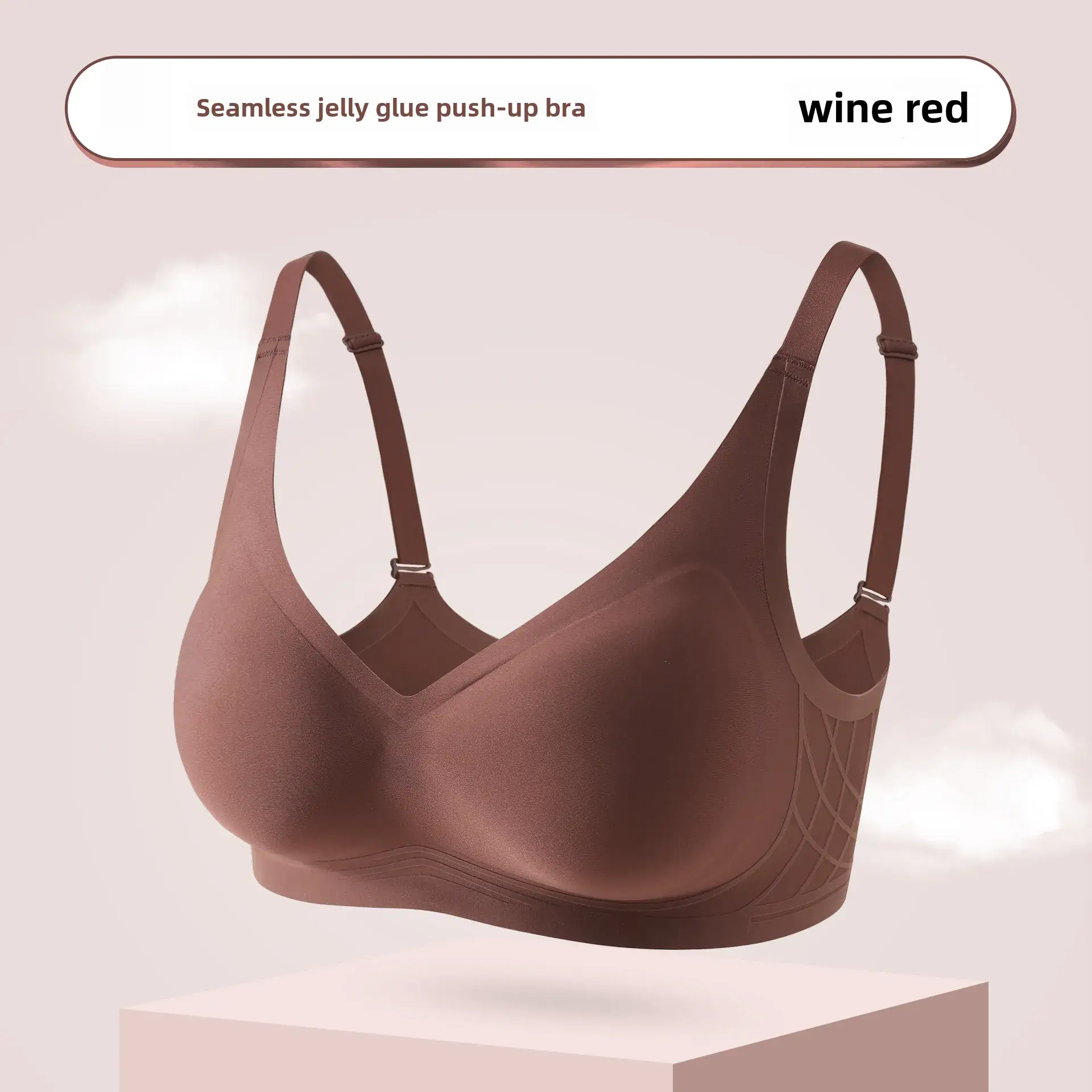 Black Seamless Jelly Push-Up Bra for Women