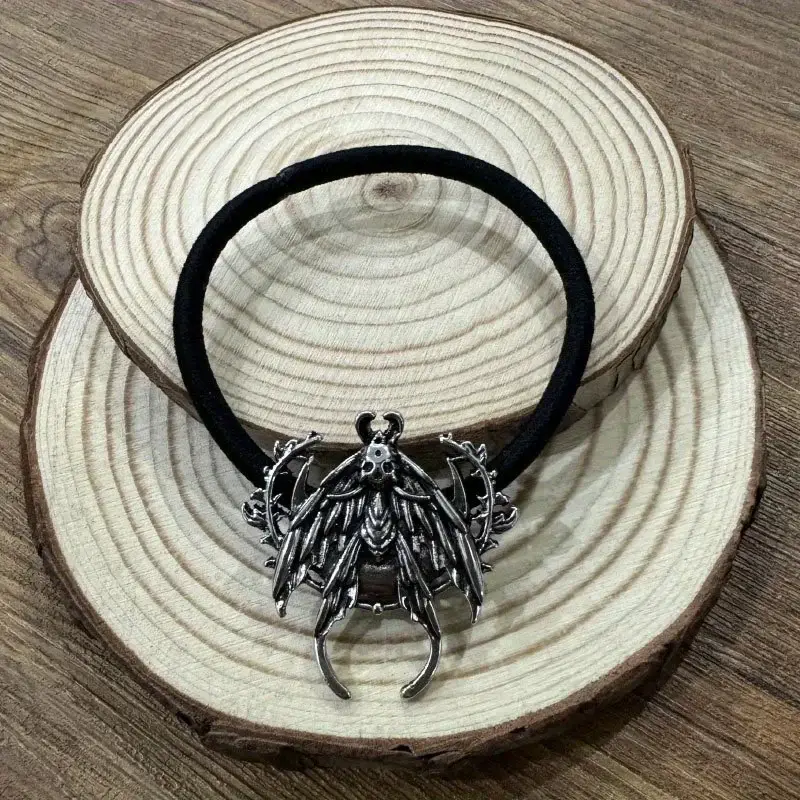 Vintage Skull Moth Hair Ring with Gothic Design