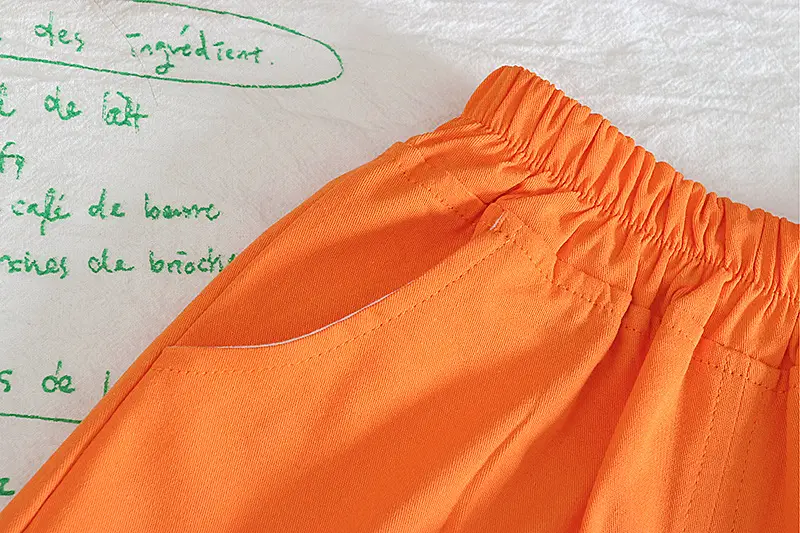 Children Cotton Pumpkin Vestsuit Orange Shorts Set — feature 4