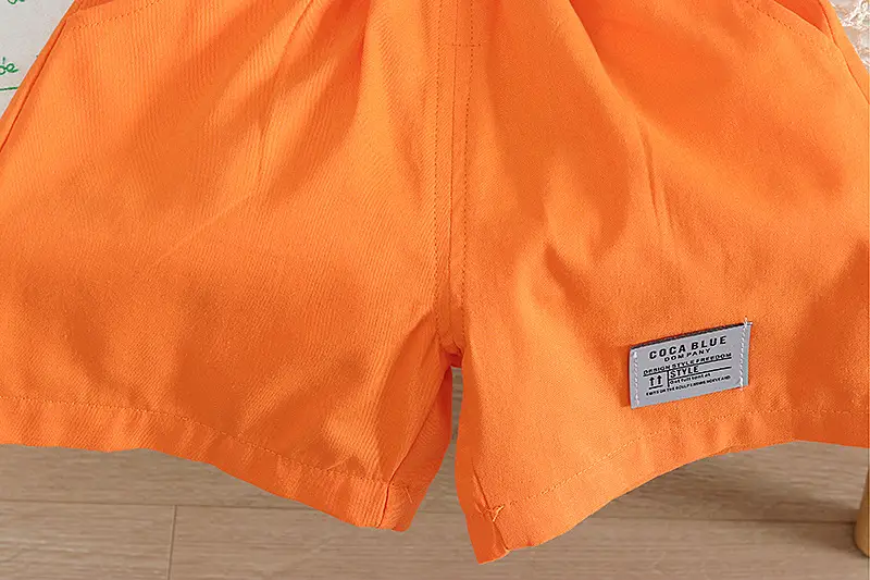 Children Cotton Pumpkin Vestsuit Orange Shorts Set — feature 5
