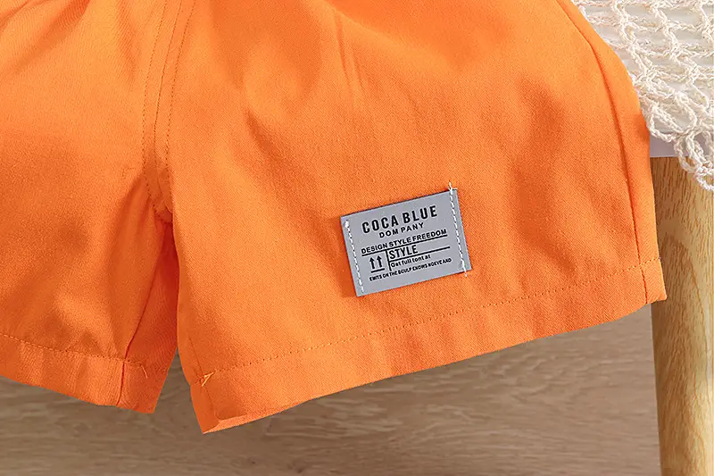 Children Cotton Pumpkin Vestsuit Orange Shorts Set — feature 6