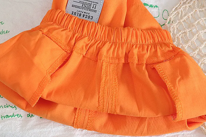 Children Cotton Pumpkin Vestsuit Orange Shorts Set — feature 8