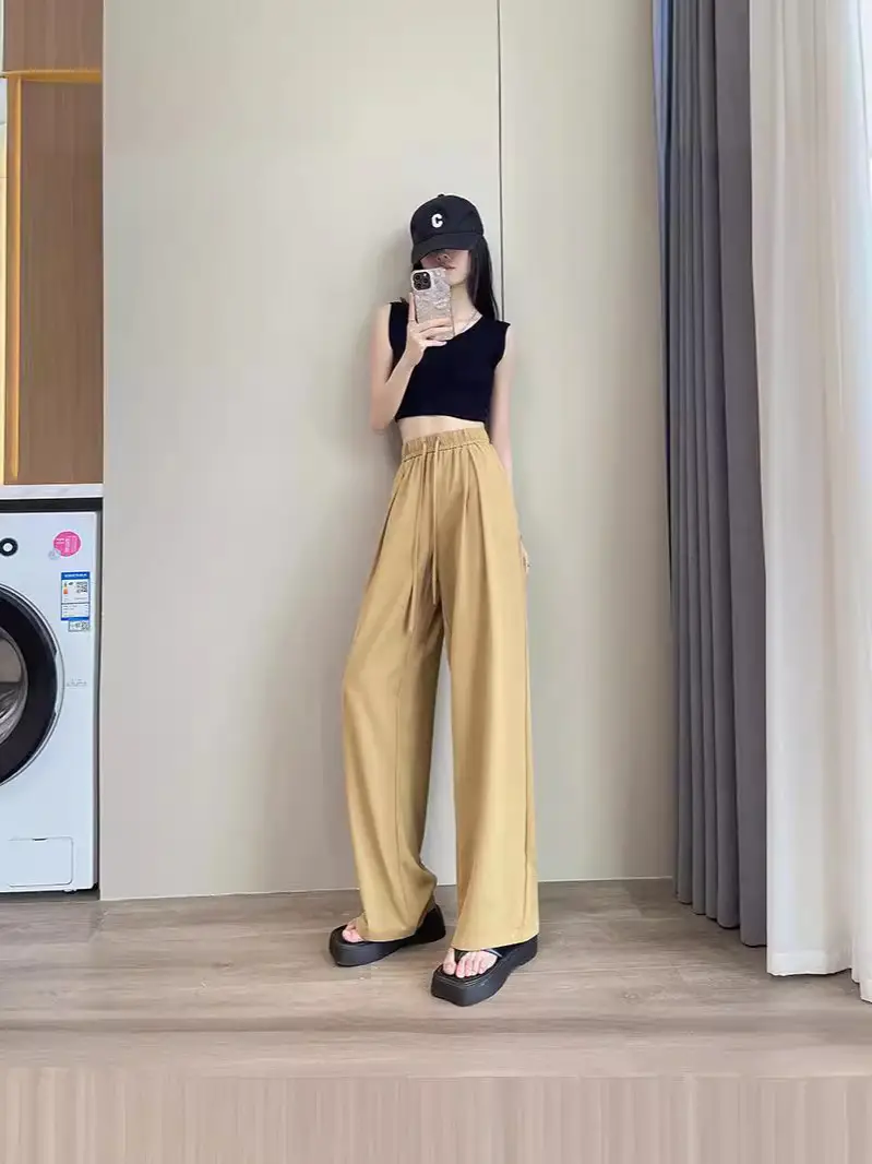 Women Wide Leg Pants Summer Cotton Linen High Waist - Image 4