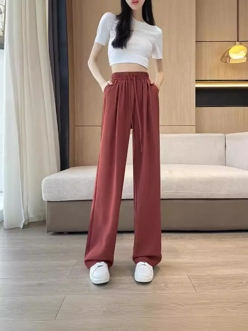 Women Wide Leg Pants Summer Cotton Linen High Waist - Image 5