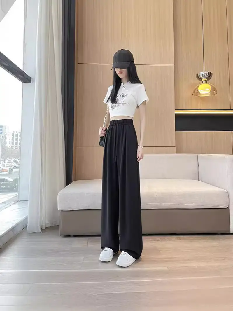 Women Wide Leg Pants Summer Cotton Linen High Waist - Image 6
