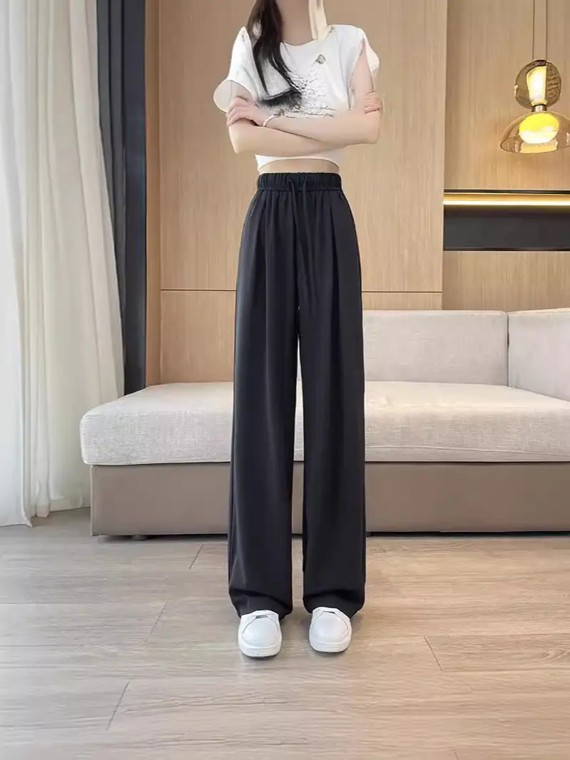 Women Wide Leg Pants Summer Cotton Linen High Waist - Image 7