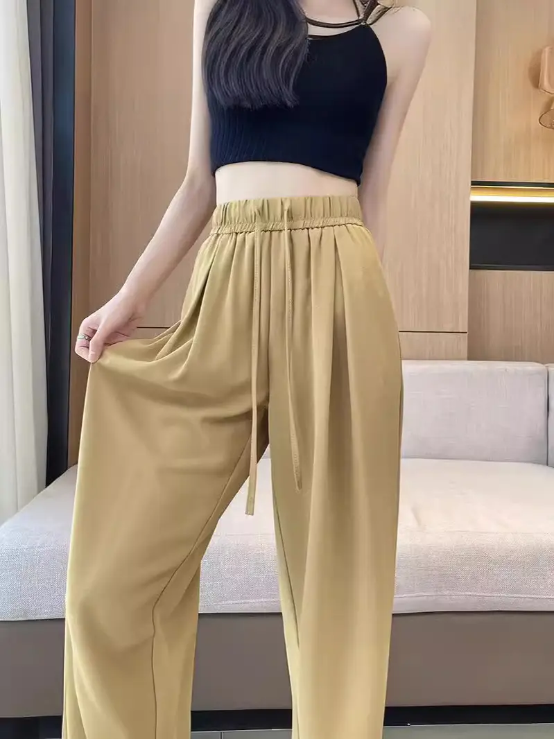 Women Wide Leg Pants Summer Cotton Linen High Waist - Image 8