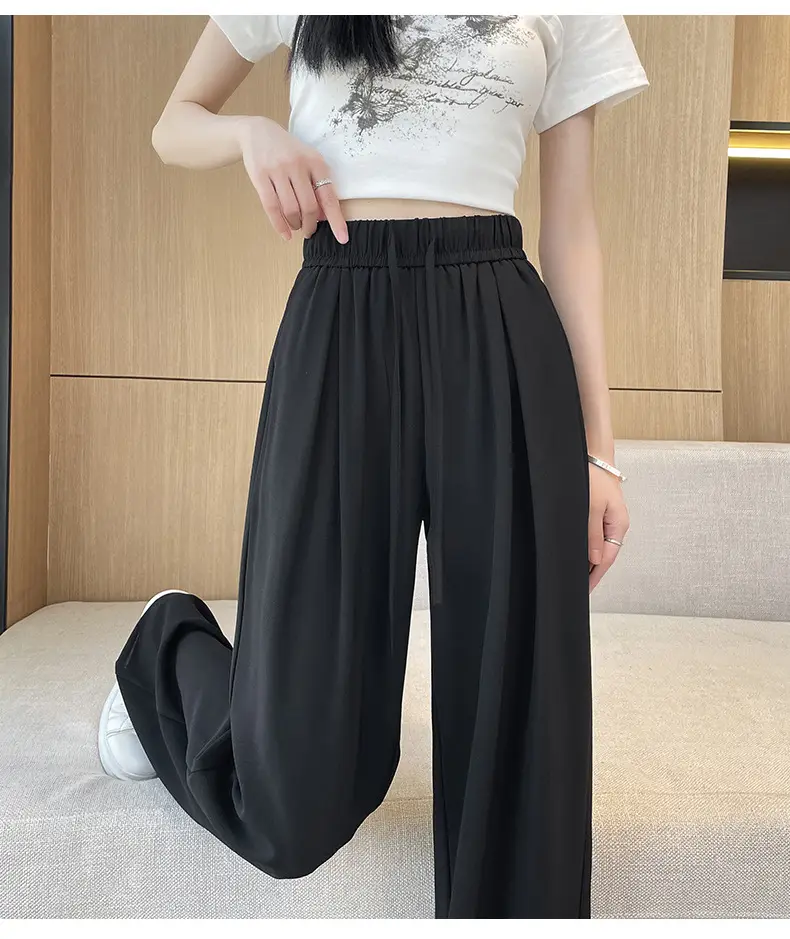 Women Wide Leg Pants Summer Cotton Linen High Waist — feature 22