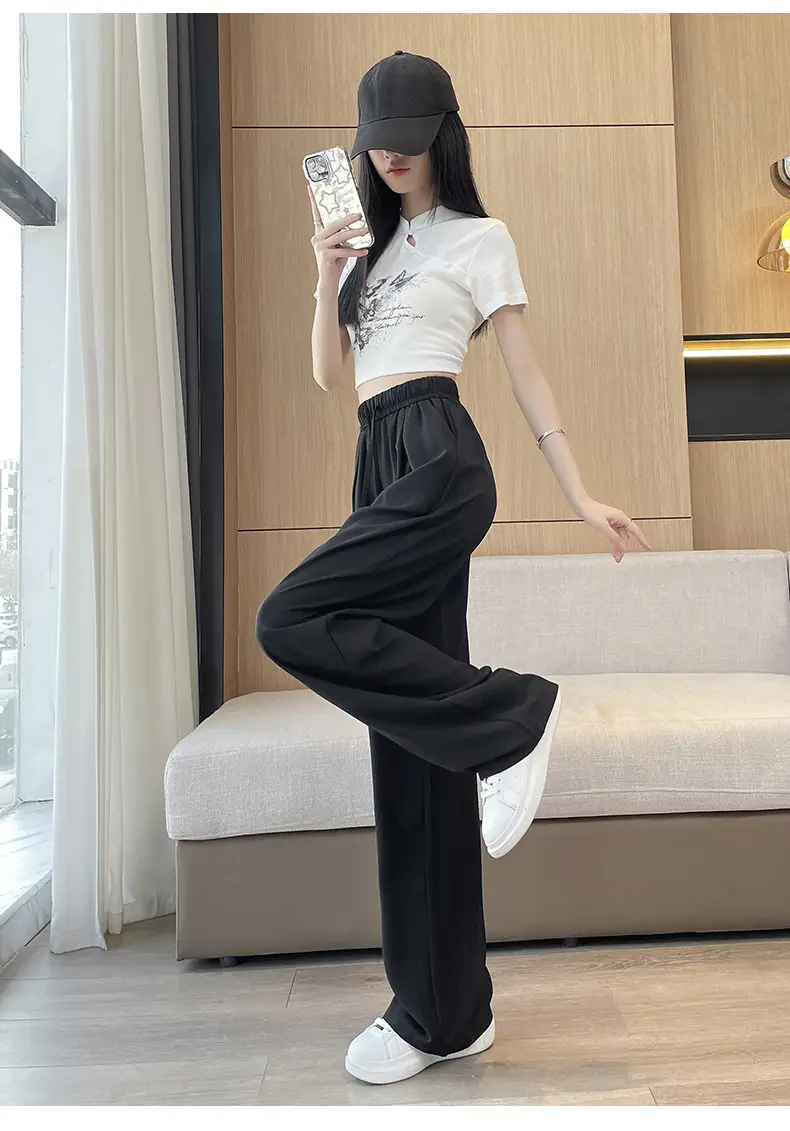 Women Wide Leg Pants Summer Cotton Linen High Waist — feature 23