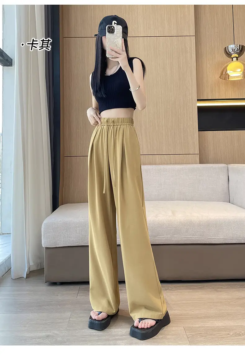 Women Wide Leg Pants Summer Cotton Linen High Waist — feature 25