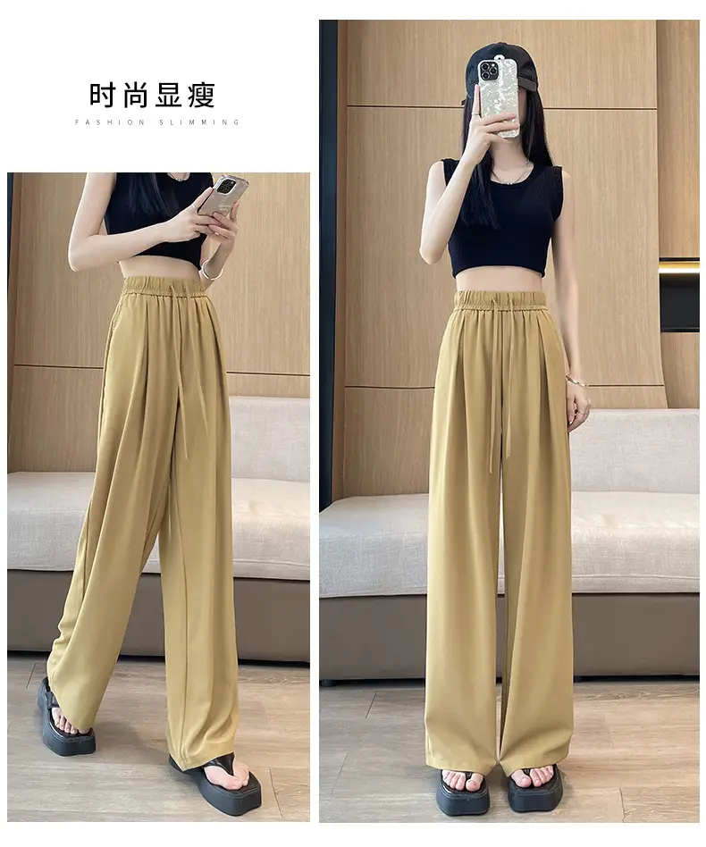 Women Wide Leg Pants Summer Cotton Linen High Waist — feature 26