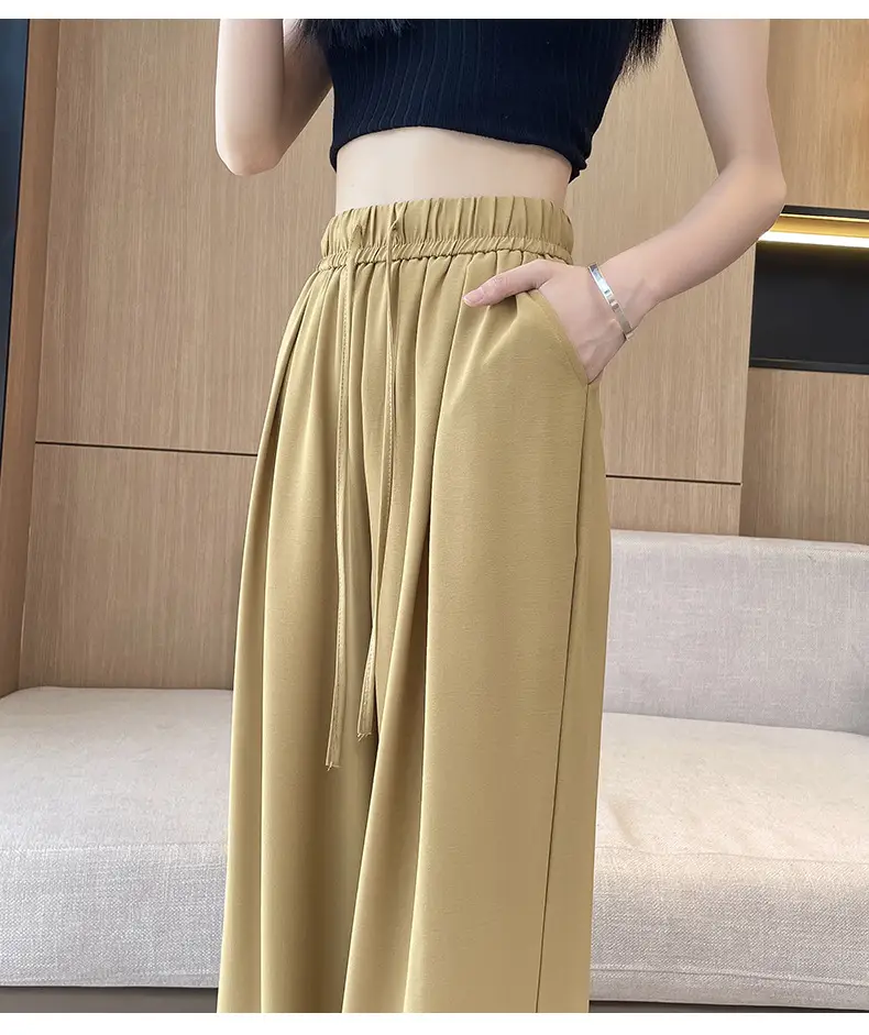 Women Wide Leg Pants Summer Cotton Linen High Waist — feature 27