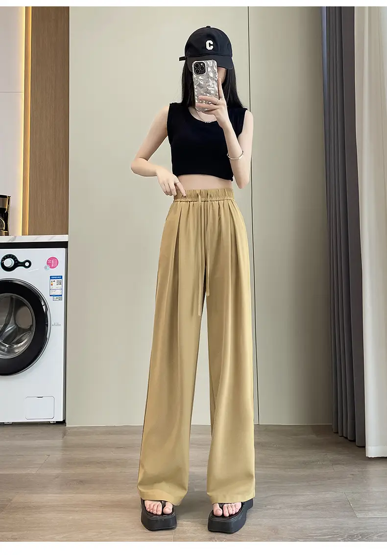 Women Wide Leg Pants Summer Cotton Linen High Waist — feature 28