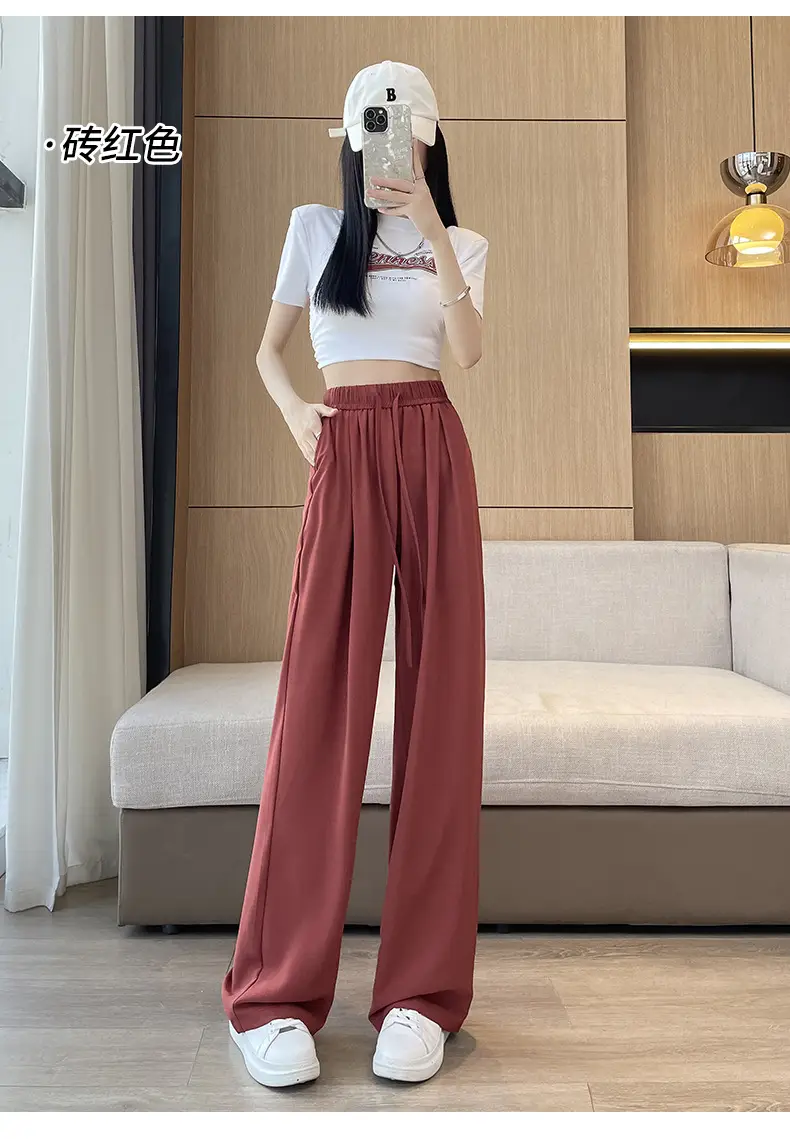 Women Wide Leg Pants Summer Cotton Linen High Waist — feature 30