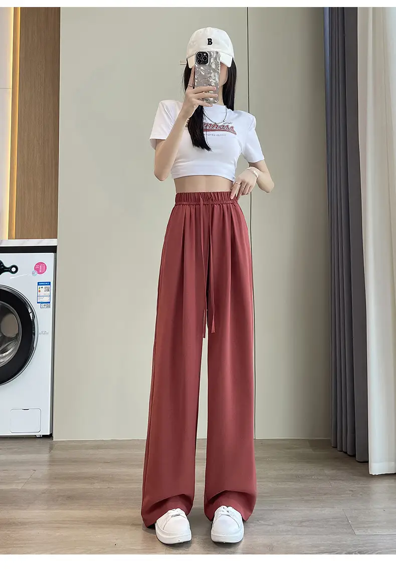 Women Wide Leg Pants Summer Cotton Linen High Waist — feature 33