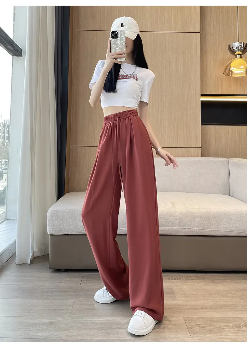 Women Wide Leg Pants Summer Cotton Linen High Waist — feature 34