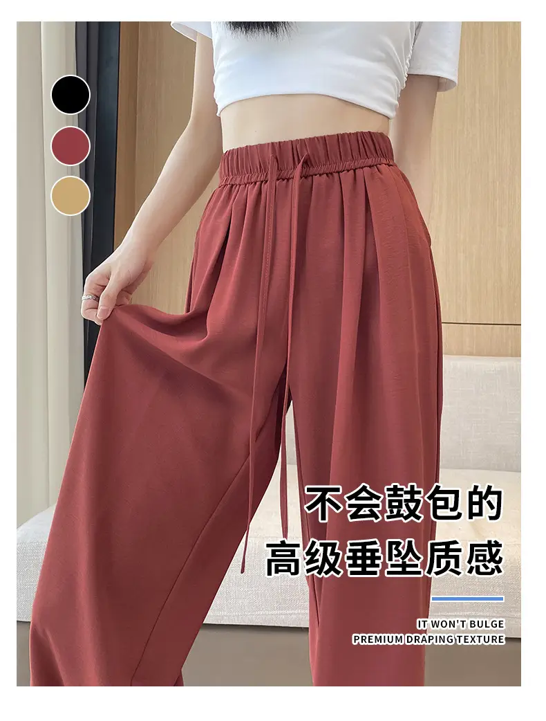 Women Wide Leg Pants Summer Cotton Linen High Waist — feature 5