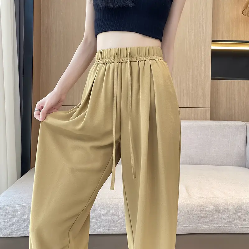 Women Wide Leg Pants Summer Cotton Linen High Waist - Image 2