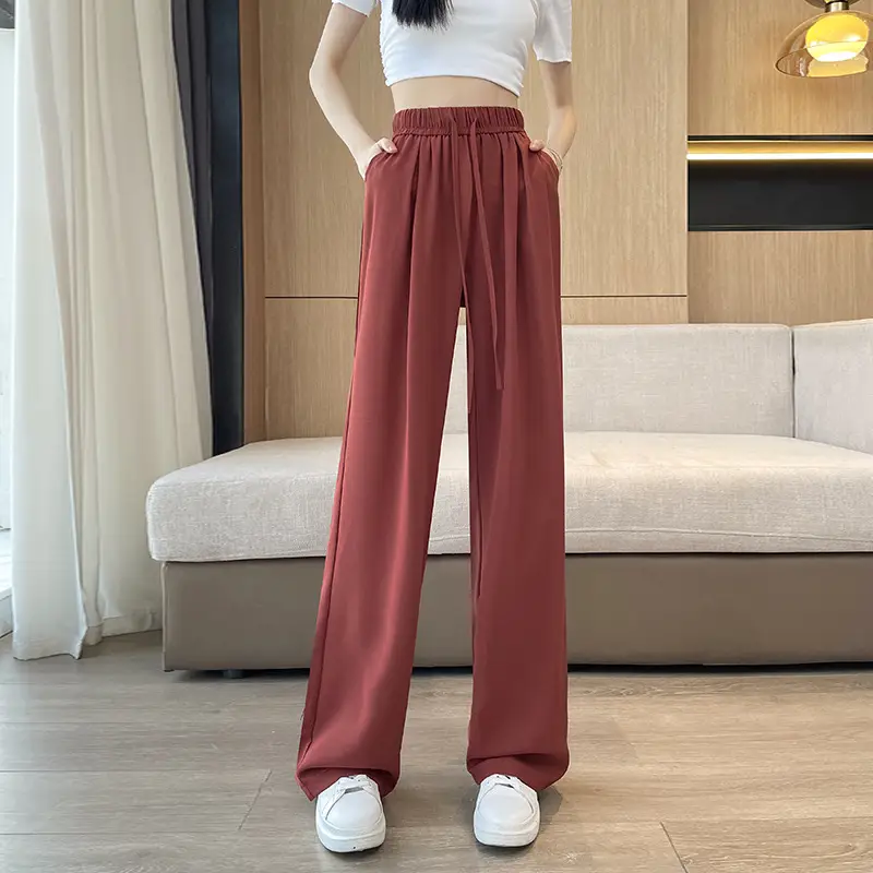 Women Wide Leg Pants Summer Cotton Linen High Waist - Image 3