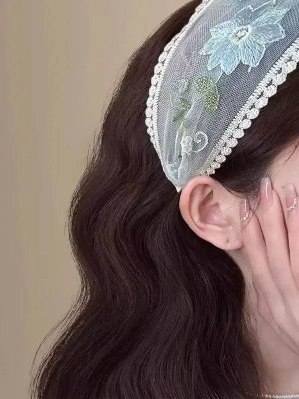 New Chinese Embroidered Flower Headband Women's Cotton Linen Wide Brim Hoop - Image 11