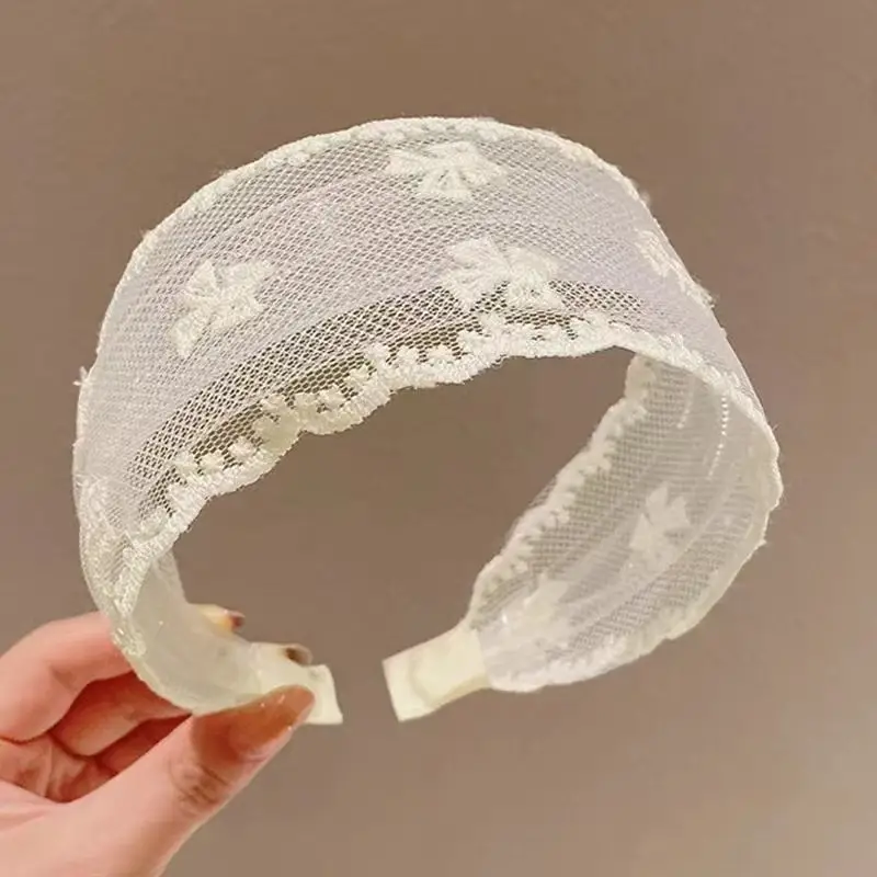 New Chinese Embroidered Flower Headband Women's Cotton Linen Wide Brim Hoop - Image 14