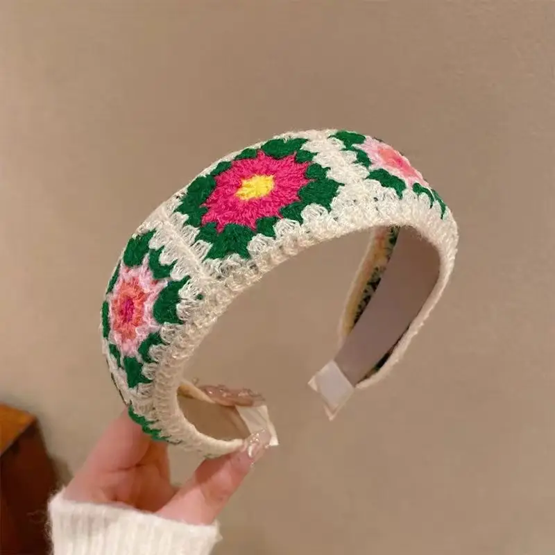 New Chinese Embroidered Flower Headband Women's Cotton Linen Wide Brim Hoop - Image 18