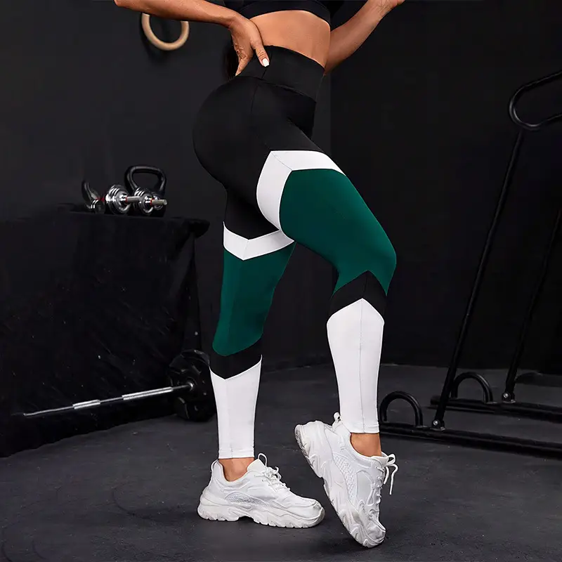 Cross-Body Yoga Pants Women Running Leggings Green Black High Waist — feature 2
