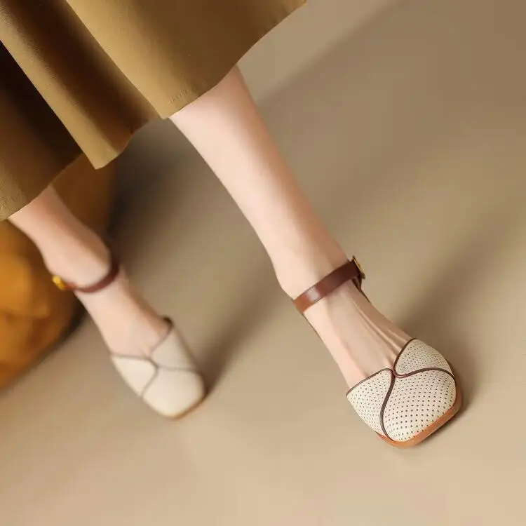 Women's Minimalist Hollow Heel Sandals with Ankle Strap 2024 - Image 5