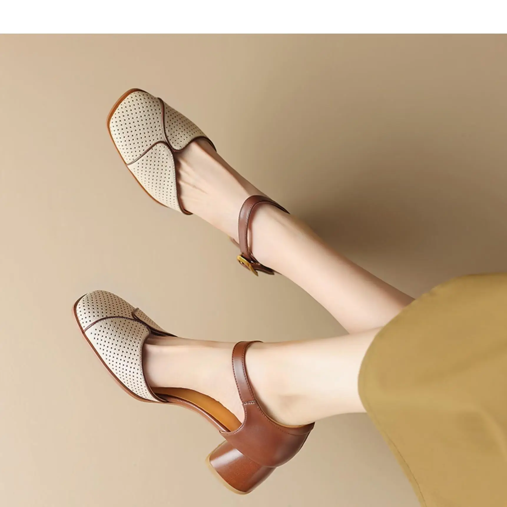 Women's Minimalist Hollow Heel Sandals with Ankle Strap 2024 — feature 1
