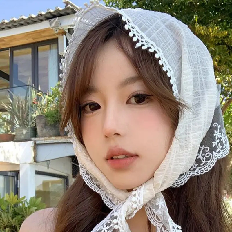 Women's Pastoral Lace Headscarf with Triangle Tying — feature 12