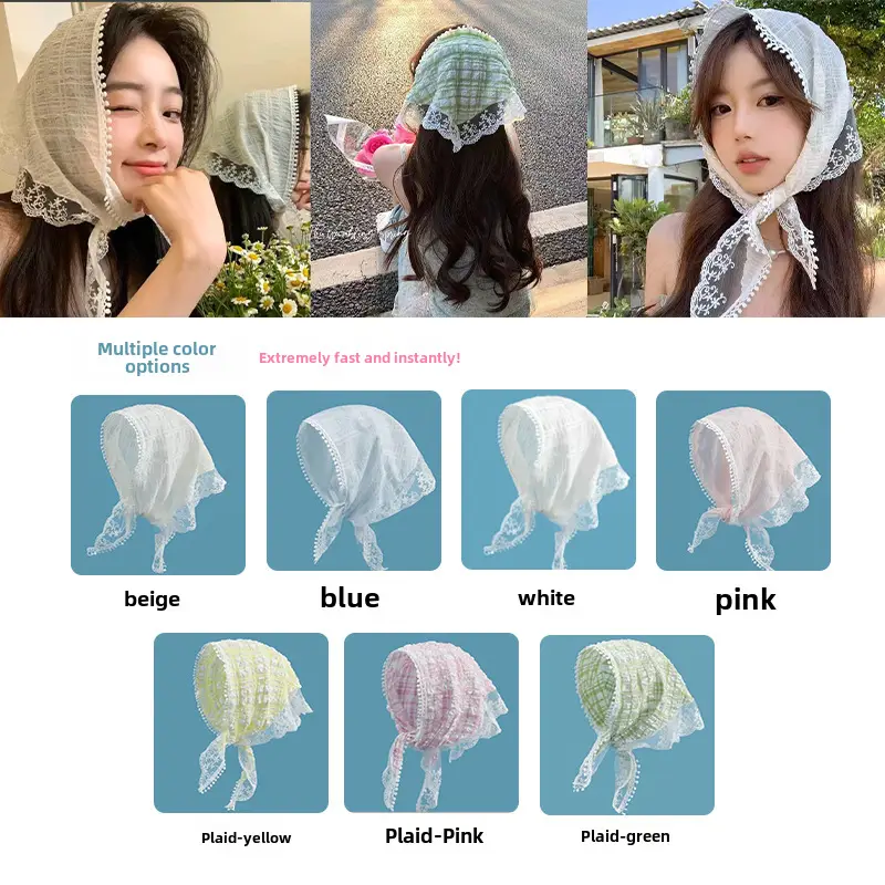 Women's Pastoral Lace Headscarf with Triangle Tying - Image 9