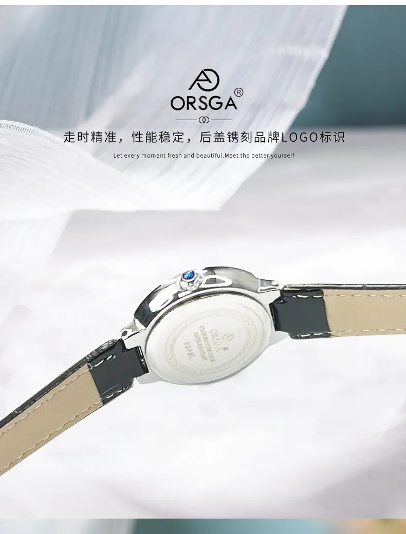 Ostraca Classic Diamond Watch for Women Black Leather Strap — feature 7