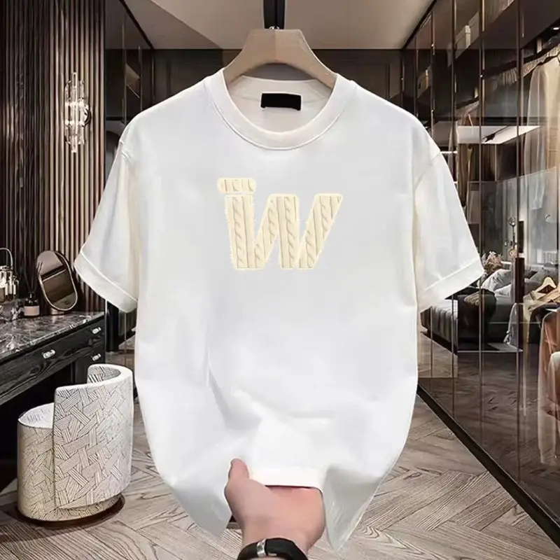 Black Heavy Cotton Round Neck T-Shirt with "TW" Print — feature 7