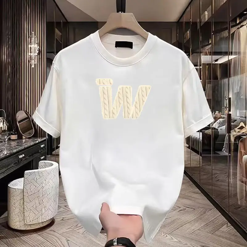 Black Heavy Cotton Round Neck T-Shirt with "TW" Print - Image 3