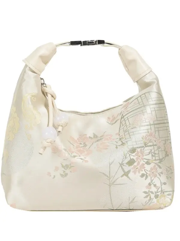 Women Embroidered Shoulder Crossbody Bag Cream 2024 - Image 8