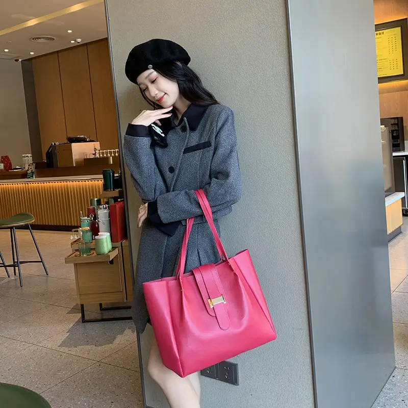 Women's Pink Large Capacity Shoulder Tote Bag