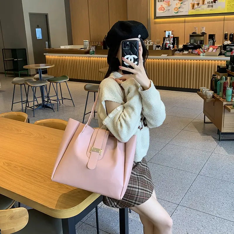 Women's Pink Large Capacity Shoulder Tote Bag