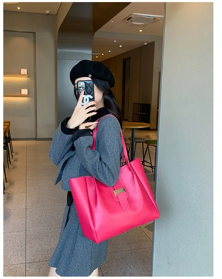 Women's Pink Large Capacity Shoulder Tote Bag — feature 11